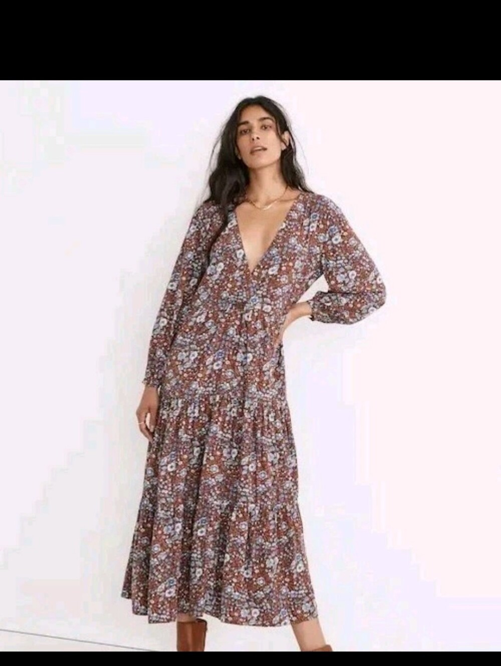 Madewell Womens Challis Wrap Midi Dress Woodland Floral Size M NWT